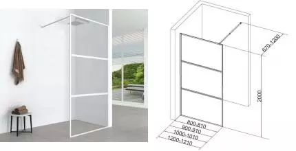 Душевая перегородка «Aquanet» SW-900WT прозрачная/белая универсальная