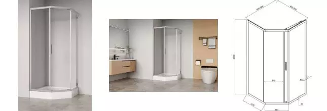 Душевой угол-ограждение «Aquanet» Bright AE90-P-90/90-CT прозрачный/хром без поддона универсальный