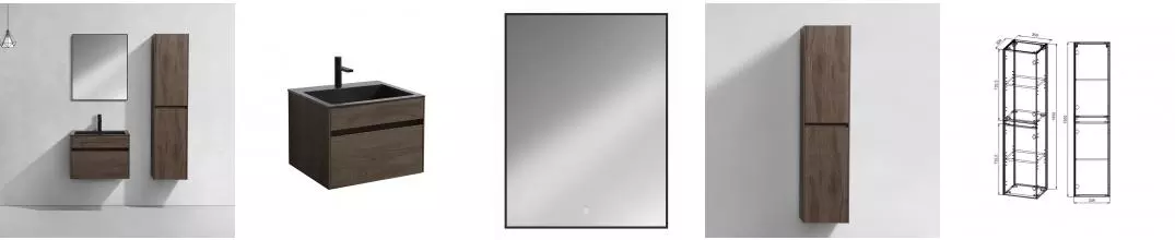 Мебель для ванной подвесная «Vincea» Chiara 60 с 1 ящиком R.Oak раковина чёрная Мебель для ванной подвесная «Vincea» Chiara 60 с 1 ящиком R.Oak раковина чёрная