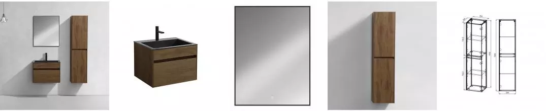 Мебель для ванной подвесная «Vincea» Chiara 60 с 1 ящиком T.Oak раковина чёрная Мебель для ванной подвесная «Vincea» Chiara 60 с 1 ящиком T.Oak раковина чёрная