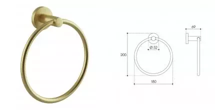 Полотенцедержатель «Aqueduto» Ponto PON0550 на стену шлифованное золото