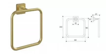 Полотенцедержатель «Aqueduto» Respingo RES0550 на стену шлифованное золото