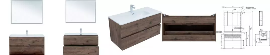 Мебель для ванной подвесная «Aquanet» Алвита New 100 дуб веллингтон табак Мебель для ванной подвесная «Aquanet» Алвита New 100 дуб веллингтон табак