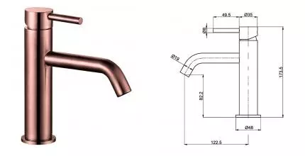 Смеситель для раковины «AQUAme» Siena AQM6210BC шлифованная медь
