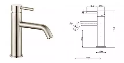 Смеситель для раковины «AQUAme» Siena AQM6210BN шлифованный никель Смеситель для раковины «AQUAme» Siena AQM6210BN шлифованный никель