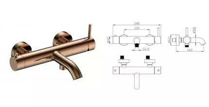 Смеситель для ванны с душем «AQUAme» Siena AQM6212BC шлифованная медь