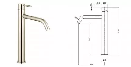 Смеситель для раковины «AQUAme» Siena AQM6214BN шлифованный никель Смеситель для раковины «AQUAme» Siena AQM6214BN шлифованный никель