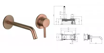 Смеситель для раковины «AQUAme» Siena AQM6215BC шлифованная медь Смеситель для раковины «AQUAme» Siena AQM6215BC шлифованная медь