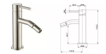 Смеситель для биде «AQUAme» Siena AQM6216BN шлифованный никель Смеситель для биде «AQUAme» Siena AQM6216BN шлифованный никель