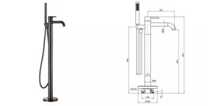 Напольный смеситель для ванны с душем «AQUAme» Siena AQM6218GM оружейная сталь Напольный смеситель для ванны с душем «AQUAme» Siena AQM6218GM оружейная сталь