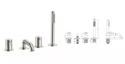 Смеситель на борт ванны «AQUAme» Siena AQM6219BN шлифованный никель Смеситель на борт ванны «AQUAme» Siena AQM6219BN шлифованный никель