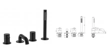 Смеситель на борт ванны «AQUAme» Siena AQM6219MB чёрный матовый Смеситель на борт ванны «AQUAme» Siena AQM6219MB чёрный матовый