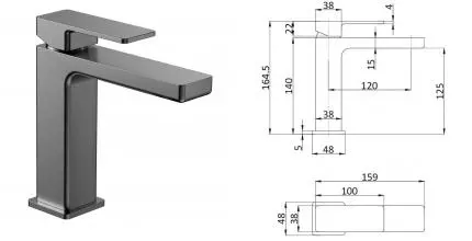 Смеситель для раковины «AQUAme» Savona AQM6810GM оружейная сталь Смеситель для раковины «AQUAme» Savona AQM6810GM оружейная сталь