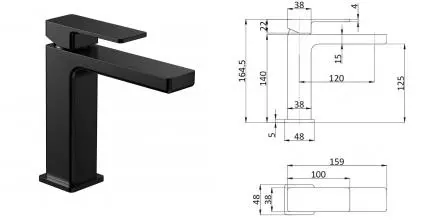 Смеситель для раковины «AQUAme» Savona AQM6810MB чёрный матовый