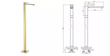AQM6811BG Savona Смеситель для напольной раковины (монт. часть в комплекте), золото шлифованное · Savona, AQUAme, AQM6811BG AQM6811BG Savona Смеситель для напольной раковины (монт. часть в комплекте), золото шлифованное · Savona, AQUAme, AQM6811BG