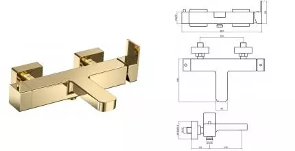 Смеситель для ванны с душем «AQUAme» Savona AQM6812GG золото Смеситель для ванны с душем «AQUAme» Savona AQM6812GG золото
