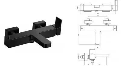Смеситель для ванны с душем «AQUAme» Savona AQM6812MB чёрный матовый Смеситель для ванны с душем «AQUAme» Savona AQM6812MB чёрный матовый