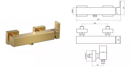 Смеситель для душа «AQUAme» Savona AQM6813BG шлифованное золото Смеситель для душа «AQUAme» Savona AQM6813BG шлифованное золото