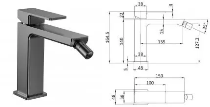 Смеситель для биде «AQUAme» Savona AQM6816GM оружейная сталь Смеситель для биде «AQUAme» Savona AQM6816GM оружейная сталь