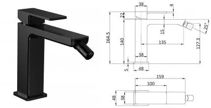 Смеситель для биде «AQUAme» Savona AQM6816MB чёрный матовый Смеситель для биде «AQUAme» Savona AQM6816MB чёрный матовый