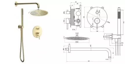 Душевая система «AQUAme» AQM8404BG шлифованное золото Душевая система «AQUAme» AQM8404BG шлифованное золото