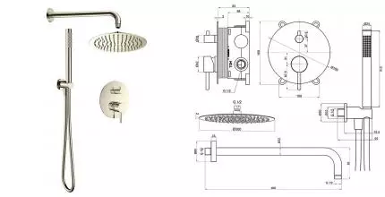 Душевая система «AQUAme» AQM8404BN шлифованный никель Душевая система «AQUAme» AQM8404BN шлифованный никель