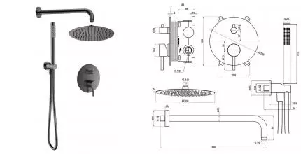 Душевая система «AQUAme» AQM8404GM оружейная сталь Душевая система «AQUAme» AQM8404GM оружейная сталь