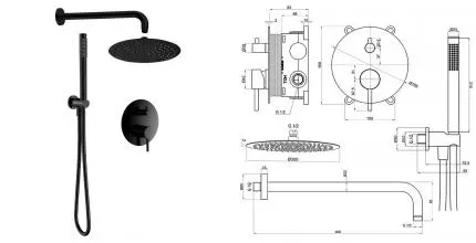 Душевая система «AQUAme» AQM8404MB чёрная матовая Душевая система «AQUAme» AQM8404MB чёрная матовая