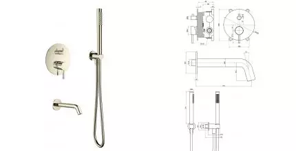 Смеситель для ванны с душем «AQUAme» AQM8406BN шлифованный никель Смеситель для ванны с душем «AQUAme» AQM8406BN шлифованный никель
