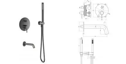 Смеситель для ванны с душем «AQUAme» AQM8406GM оружейная сталь Смеситель для ванны с душем «AQUAme» AQM8406GM оружейная сталь