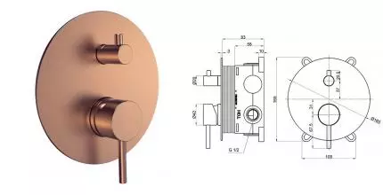 Смеситель для душа «AQUAme» AQM8803BC шлифованная медь Смеситель для душа «AQUAme» AQM8803BC шлифованная медь