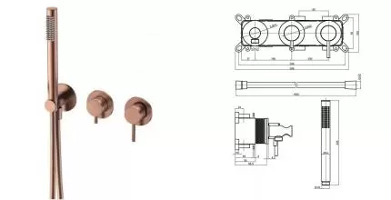 Смеситель для душа «AQUAme» AQM8805BC шлифованная медь Смеситель для душа «AQUAme» AQM8805BC шлифованная медь