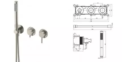 Смеситель для душа «AQUAme» AQM8805BN шлифованный никель Смеситель для душа «AQUAme» AQM8805BN шлифованный никель