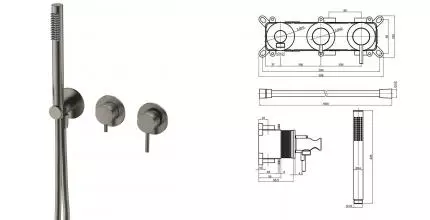Смеситель для душа «AQUAme» AQM8805GM оружейная сталь Смеситель для душа «AQUAme» AQM8805GM оружейная сталь