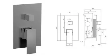 Смеситель для душа «AQUAme» Savona AQM8808GM оружейная сталь Смеситель для душа «AQUAme» Savona AQM8808GM оружейная сталь