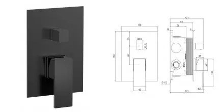 Смеситель для душа «AQUAme» Savona AQM8808MB чёрный матовый Смеситель для душа «AQUAme» Savona AQM8808MB чёрный матовый