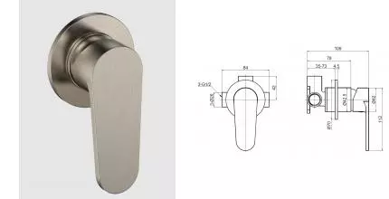 Смеситель для душа «AQUAme» Novara AQM8813BN шлифованный никель Смеситель для душа «AQUAme» Novara AQM8813BN шлифованный никель