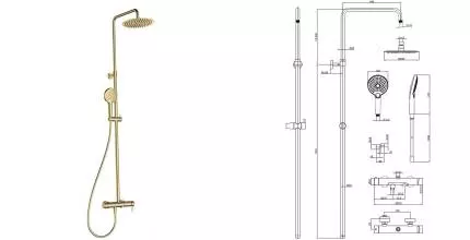 Душевая система «AQUAme» AQM8011BG шлифованное золото Душевая система «AQUAme» AQM8011BG шлифованное золото