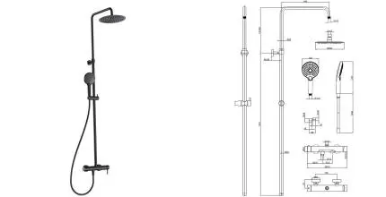 Душевая система «AQUAme» AQM8011MB чёрная матовая Душевая система «AQUAme» AQM8011MB чёрная матовая