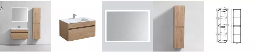 Мебель для ванной подвесная «Vincea» Chiara 80 с 1 ящиком N.Oak раковина белая