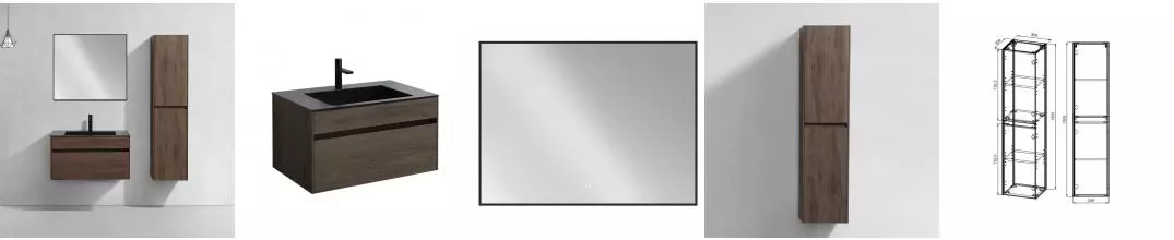 Мебель для ванной подвесная «Vincea» Chiara 80 с 1 ящиком R.Oak раковина чёрная