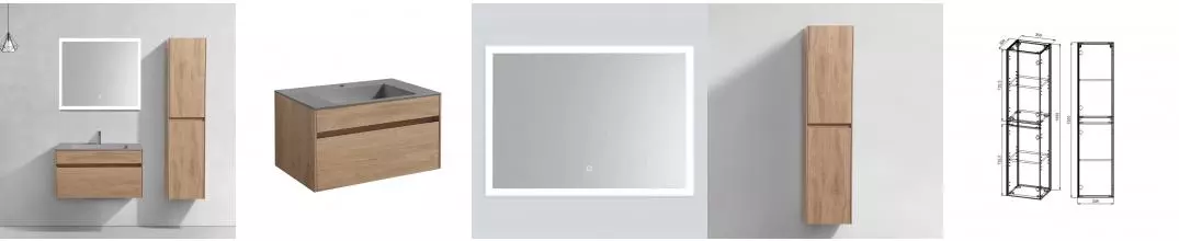 Мебель для ванной подвесная «Vincea» Chiara 80 с 1 ящиком N.Oak раковина серая