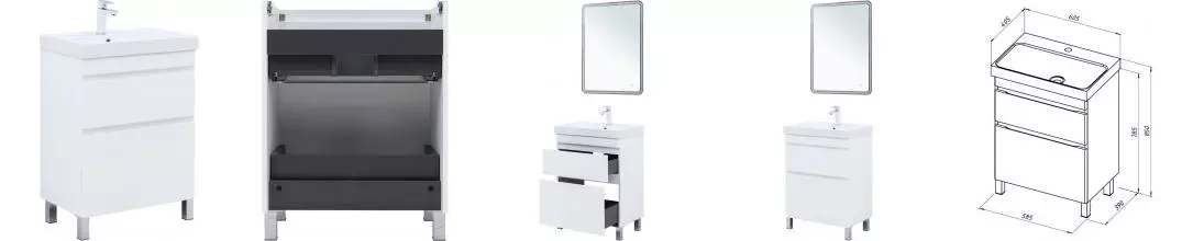 Тумба с раковиной «Aquanet» Слим 60 (Flash Mini 60) белый сатин Тумба с раковиной «Aquanet» Слим 60 (Flash Mini 60) белый сатин