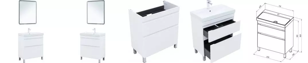 Мебель для ванной «Aquanet» Слим 70 белый сатин Мебель для ванной «Aquanet» Слим 70 белый сатин