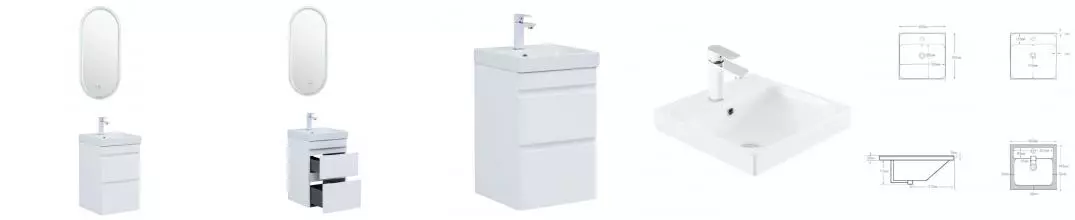 Мебель для ванной подвесная «Aquanet» Слим 40 белый сатин