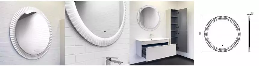 Зеркало «Comforty» Мадрид 70 с инфракрасным выключателем с подогревом с подсветкой белое матовое (эмаль)