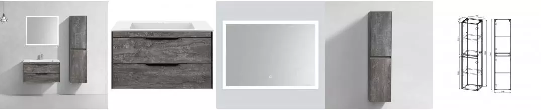 Мебель для ванной подвесная «Vincea» Chiara 2D 80 G.Stone раковина белая Мебель для ванной подвесная «Vincea» Chiara 2D 80 G.Stone раковина белая