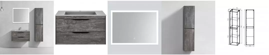 Мебель для ванной подвесная «Vincea» Chiara 2D 80 G.Stone раковина серая Мебель для ванной подвесная «Vincea» Chiara 2D 80 G.Stone раковина серая