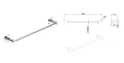 Полотенцедержатель «AQUAme» Trento AQM7203CR на стену хром