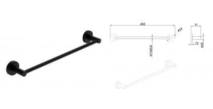 Полотенцедержатель «AQUAme» Trento AQM7203MB на стену чёрный матовый